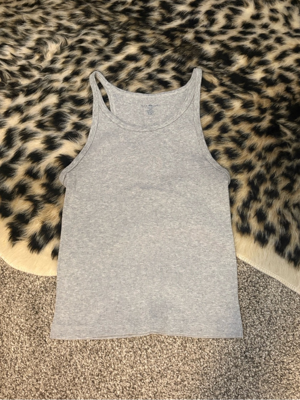 Grey Ribbed Crewneck Tank